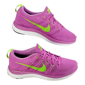 Nike Flyknit Lunar1+ Running Shoes Sneakers Pink Green 554888-631 Womens Sz 7.5